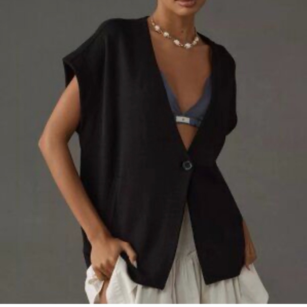 Maeve Oversized  Black Muscle Sweater Vest  Shirt Size XL